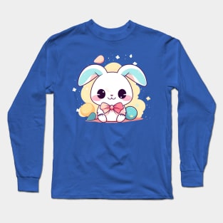 Cute Kawaii Bunny with Easter Eggs Long Sleeve T-Shirt